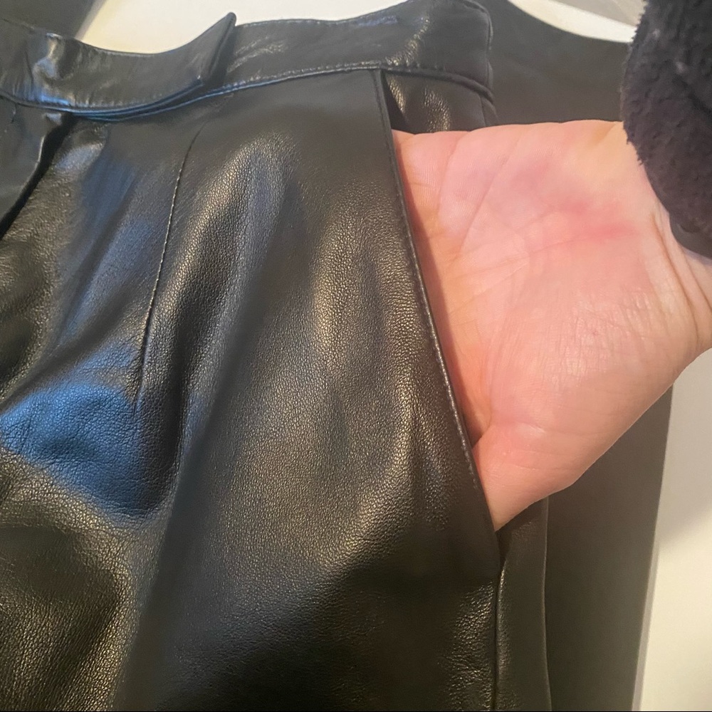 High waisted Black Leather Pants - Size 6 Petite - Picture 5 of 8